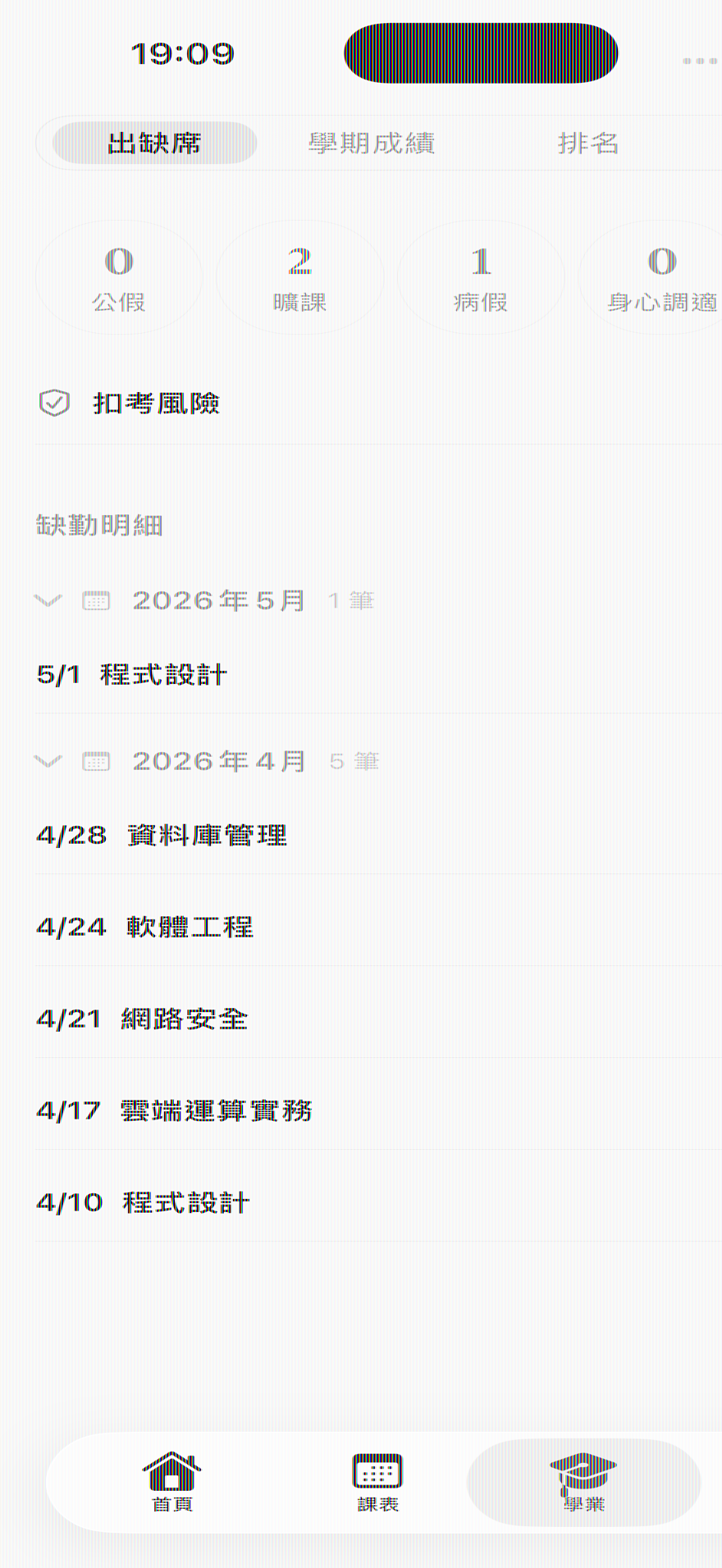 出缺席畫面
